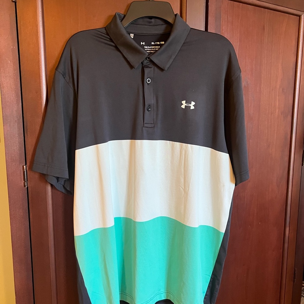 Under Armour Black and Teal Polo Shirt